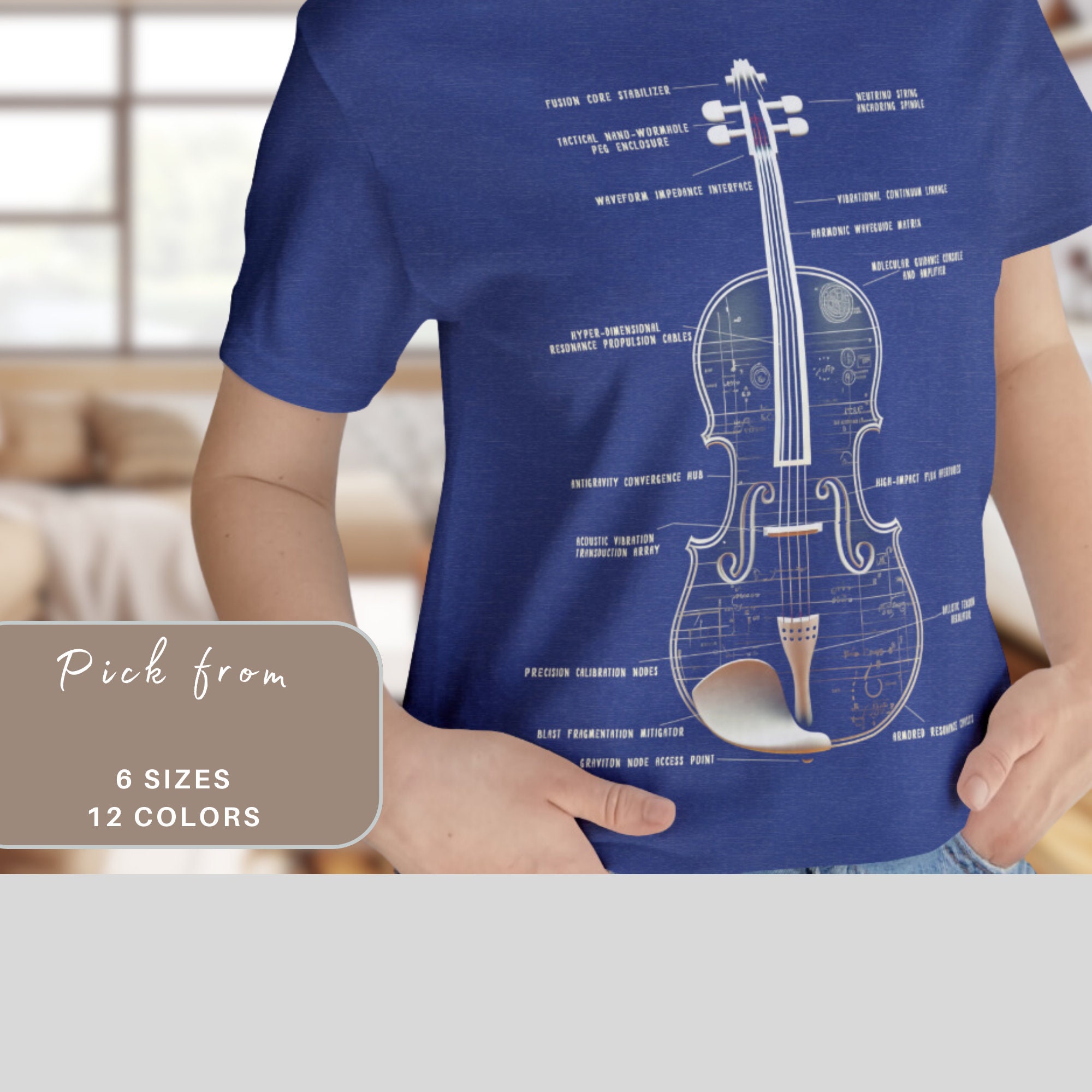 Labeled Violin Diagram T-shirt, Musician/Violin Player Gift