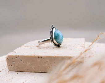 Larimar Teardrop .925 Sterling Silver Ring