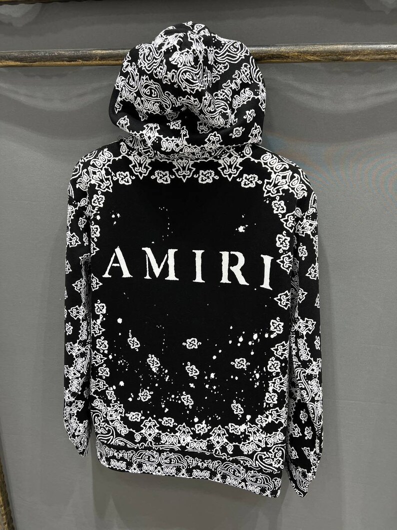 Amiri Black Bandana Bleach All Over Hoodie Etsy