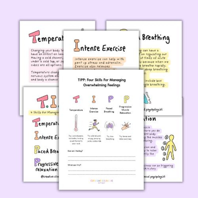 Tipp Soothing Worksheet.pdf DBT TIPP Worksheet and Images to Print - Etsy UK