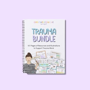 Paquete de 101 ilustraciones y hojas de trabajo sobre traumas