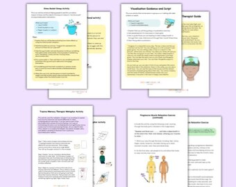 4x Therapeutic Activity Bundle: Progressive muscle relaxation activity, stress bucket activity, visualisation and trauma envelope.
