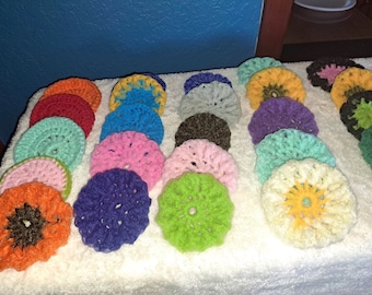 Dish Scrubbies, Assortment Of Colors! Crochet Nylon Dish Scrubber, Eco-Friendly, Non-Scratch