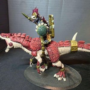 Itza totec mounted on Allosaurus