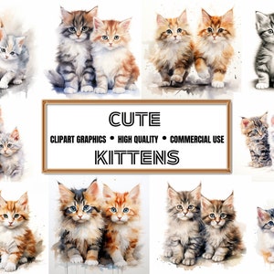 Cute Kittens Clipart - 21 High-Quality PNGs for Memory Books, Junk Journals, Scrapbooks, Digital Planners - Commercial Use -Digital Download