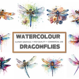 Exquisite Dragonfly Clipart Bundle: Ideal for Digital Planners, Junk Journals, Watercolor, Wall Art- Download and Print Your Printable Art!