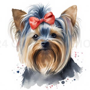 Whimsical Yorkie Watercolor Clipart for Digital Crafts - Perfect for Planners, Mugs, Apparel & More - Instant Download