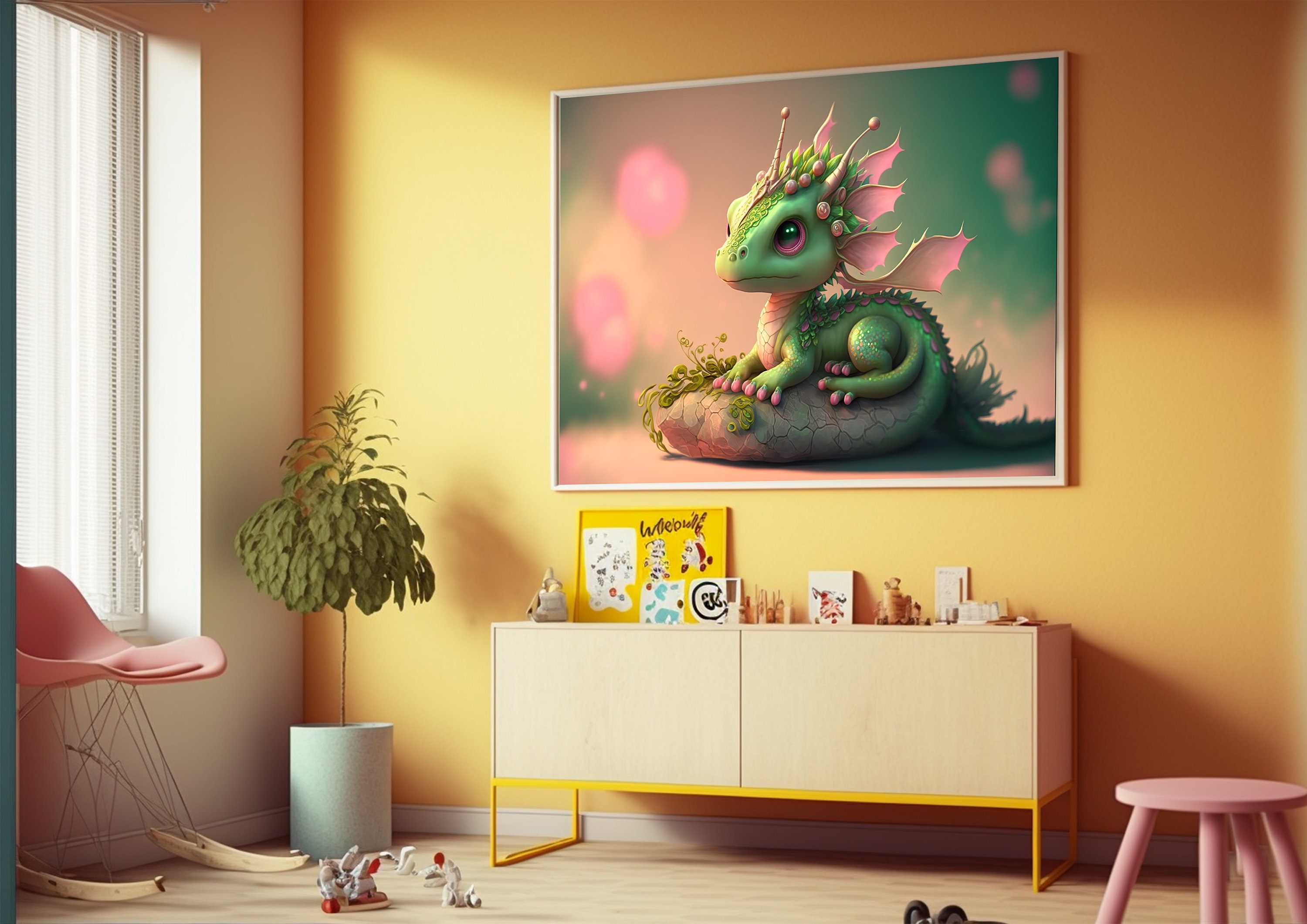 Baby Dragon II, Baby Dragon Wall Art, Dragon Nursery, Cute Wall Art