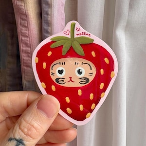 Erdbeere Daruma Vinyl Aufkleber