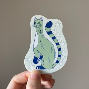 Sticker vinyle Stay Weird | Adorable chat vert