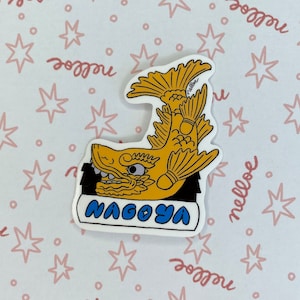Nagoya Shachihoko Vinyl Aufkleber | Goldene Delfin-Illustration