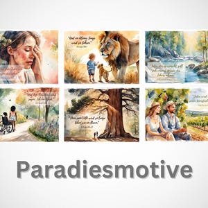 JW Paradisemotive, Bibelverse und Aquarellbilder, JW Postkarten, JW Geschenk, Deutsch, Herunterladen und Drucken