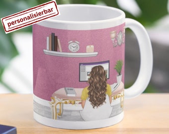 Wunschtasse, pink / grau