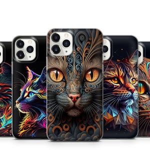 Fantasie Katzen Handytasche für iPhone 15 14 13 12 11 X Xs Xr Se2022 Samsung S23 S22 S21 S20 S10 A13 A31 A51 A52 A53 A71 Note20 Ultra