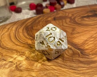 The Department - Single D20 - Lots of Gold Variant |  Polymer clay sharp-edged D20