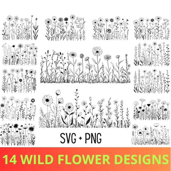 Wildflower Svg - Etsy