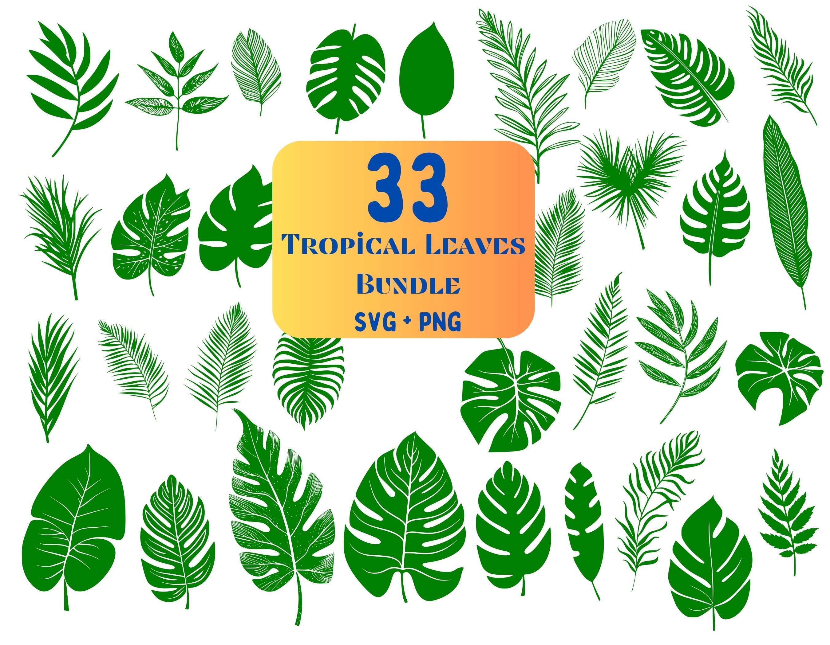 33 Tropical Leaves SVG PNG Bundle - Greenery Leaf Svg - Greenery ...