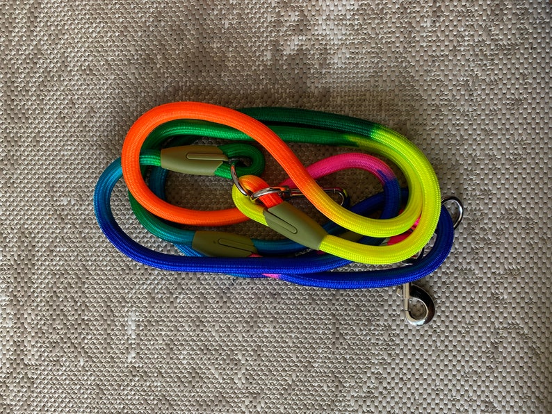 The Woof Hut Hands Free Dog Lead Rainbow