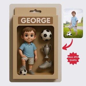 Ritratto di action figure personalizzato - Scatola per bambole per bambini / Stile scatola per giocattoli personalizzata - Action figure personalizzata - Cartone animato 3D / Scatola per giocattoli personalizzata