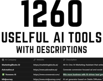 1260 Useful AI Tool List | Find Best AI Tools That Make Your Life Easy ! | Search And Find Best AI Tools | With Notion