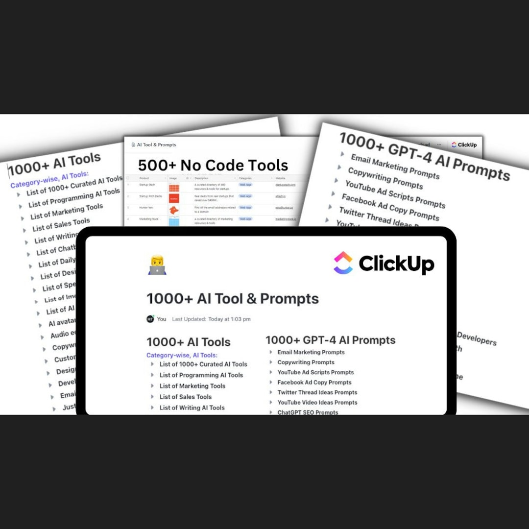 1000 Chatgpt 4 Ai Prompts 1000 Ai Tools 500 No Code Tools 1000 Chatgpt 4 Ai Prompts 1000 Ai Tools 500 No Code Tools