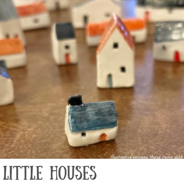 Little clay houses handmade and painted by me in watercolour