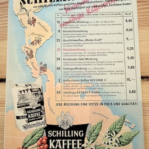 Scellino caffè, cacao, brochure pubblicitaria di tabacchi, pubblicità, anni '50/'60, vintage, retrò, originale antico, cucina, soggiorno, quadro decorativo