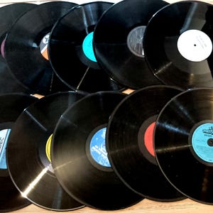 10x Skivor, 12" Maxi LP-skivor, Dekoration, Hantverksmaterial, ca. 30 cm, Vintage, Retro, Skiva, Musik, Konst- och hantverksföremål, Vinylskiva, LP