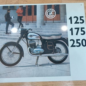 Cartel de chapa CZ Moto, 39 x 33 cm, Vintage, Retro, Opdscool