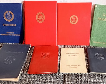 Oost-Duitse documenten, paspoort, partijlidmaatschap, certificaat, DTSB, FDGB, SED, vintage, retro, origineel Duitse Democratische Republiek, DDR
