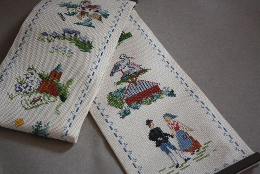 Amazing Needlepoint Bell Pull Long Vintage Bell Pull With Etsy