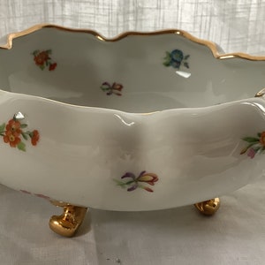 Extremely Rare Find - Vintage Limoges Porcelain of France # Gold Rim Tray With Flowers - Excellent Condition - 16 cm Beautiful Vintage Tray