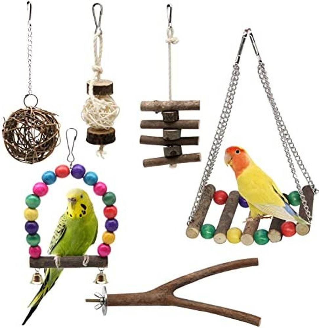 6 Pcs Bird Budgie Toys Climbing Ladders Toy Wooden Perch Etsy
