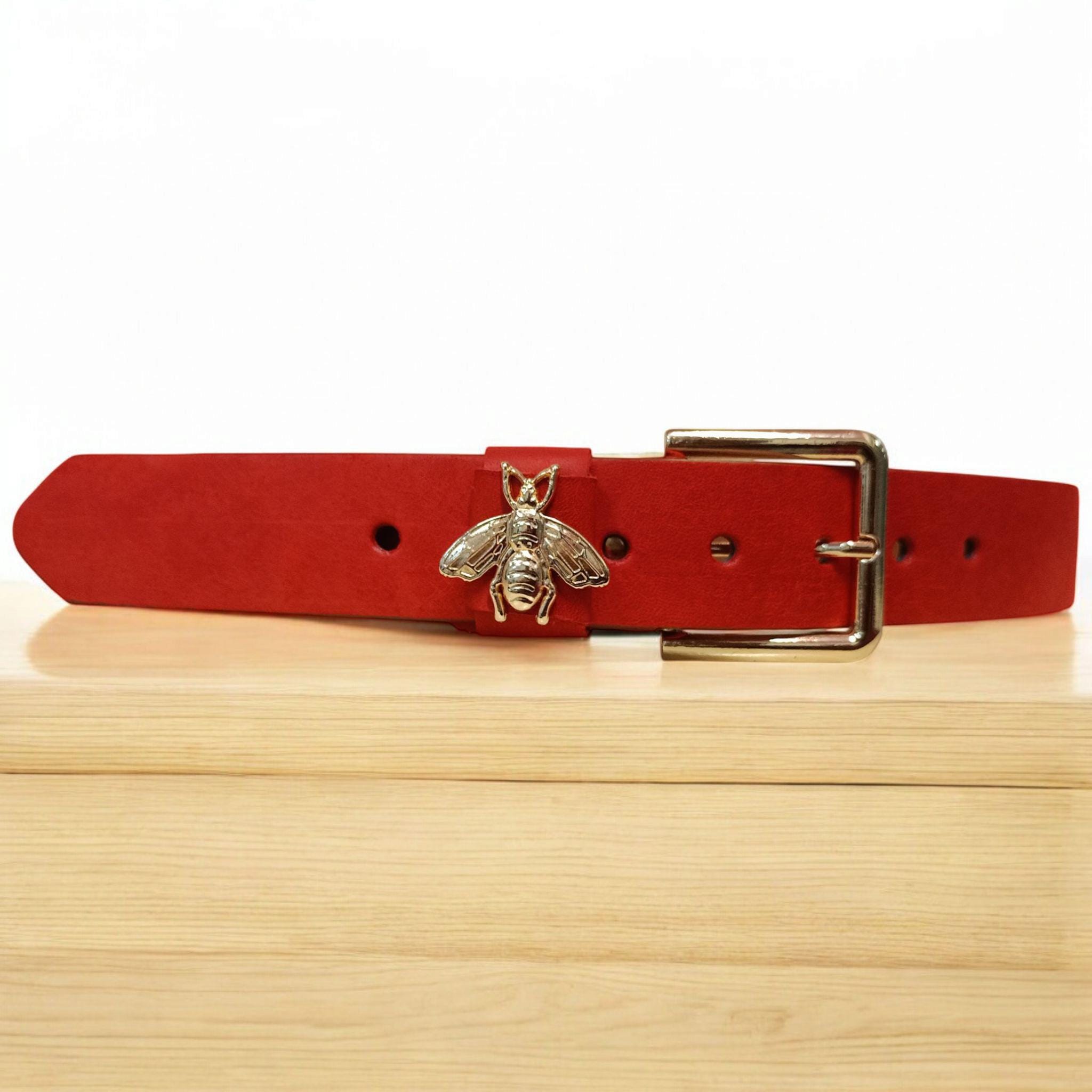 Red Bee Leather Belt: Handmade Women display picture 3