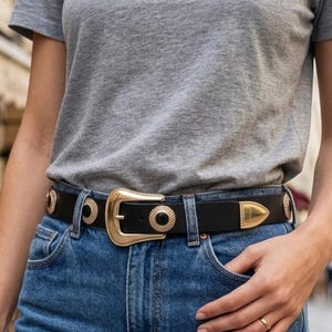 Black and Gold Concho Belt - Etsy display picture 1