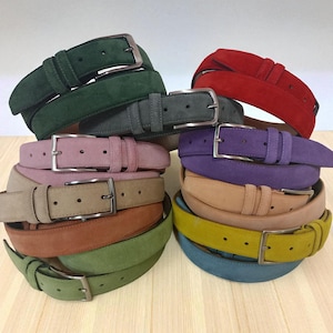 Luxury Classic Multicolored Suede Belts for Women Yellow Red Beige Green Blue Pink Purple Gray Women Unisex Belts Stylish Suede Belt