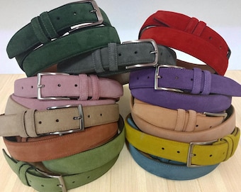 Handmade Suede Belt: Classic Multicolored Leather Belt