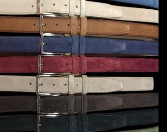 Handmade Suede Belt for Men: 35mm, Multiple Colors