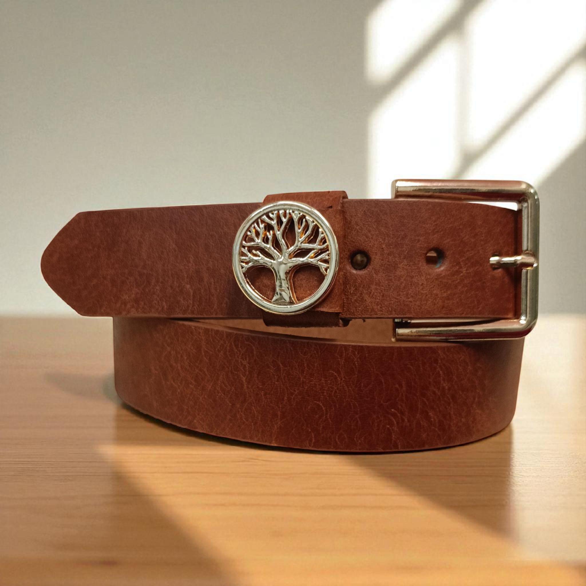 Vintage Tree of life Hand crafted Leather Belt Tree of Life Embossed Casual Jean Belt Genuine Full Grain  main image 4