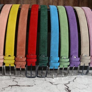 Handmade 3.5 cm Multicolored Suede Belts Yellow Red Beige Blue Pink Purple Gray Classic Women  New customs duties are included in the price