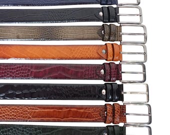 Alligator Belt.Alligator Leather Belt.İtalian Belt .Mens Alligator Belt 35mm