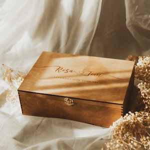Caja de madera para recuerdos personalizada / Caja de almacenamiento personalizada / Caja de joyería / Caja de madera para recuerdos / Caja de primera comunión / Caja de conformación / Caja de recuerdos para bebés