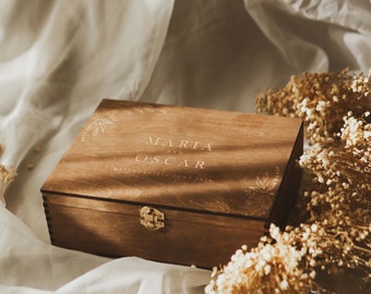 Caja de memoria personalizada / Madera, Caja de recuerdos / Regalo único para él, ella, novia, novio / Compromiso de parejas / Regalo de boda
