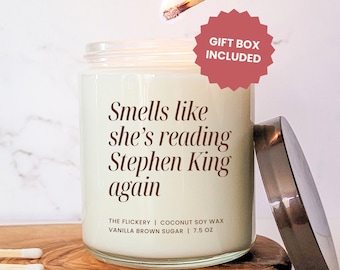 Stephen King Gift For Book Lover Personalized Bookish Candle Reading Present Book Club Cute Merch Reader Gift Funny Bookworm Gift Ideas