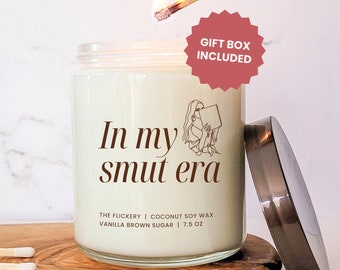 Cadeau In My Smut Era pour femme Passionné de livres d'amour romantique Bougie livresque Smut Lover Present Book Club Cadeau de lecteur épicé Idée cadeau drôle de rat de bibliothèque