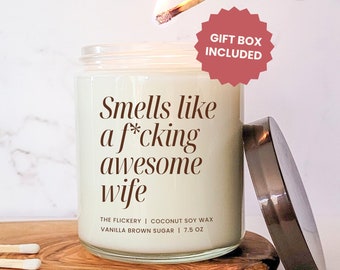 Smells Like A Wife Candle Gift For Wife 1 Year Anniversary Present For Her Birthday Present For Women Funny Gift Ideas For Wifey Wedding