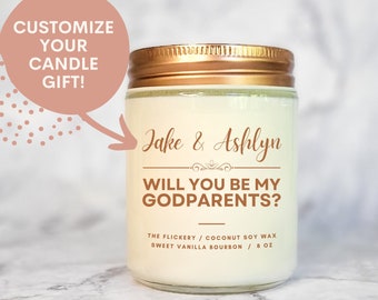Custom Will You Be My Godparents Candle, Godfather Gift, Godmother Gift, Godparent Proposal, Asking Godparents Gift, Be My Godparents