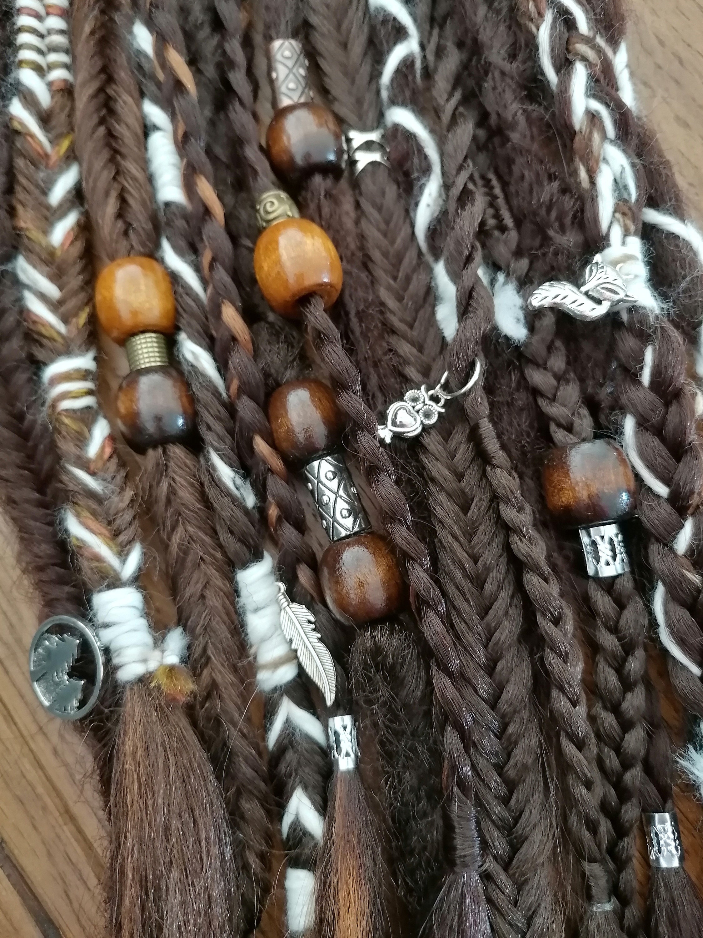 3 Viking Hair Beads lagertha Vikings, Turquoise and Cat's Eye