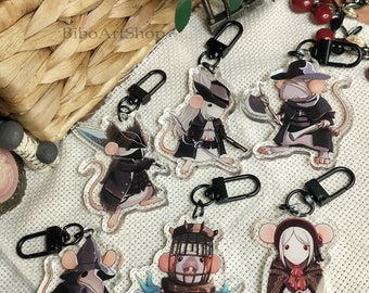 BLOODBORNE RAT Keychains - Acrylic Doll Hunter Micolash Father Gascoigne Lady Maria videogame