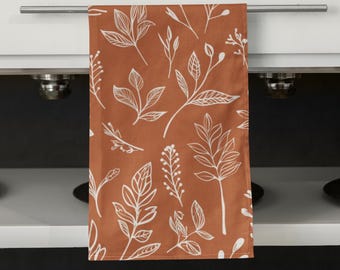 Pumpkin Fall Tea Towel Rustic Farmhouse Kitchen Decor Cotton Blend Botanical Autumn Dining Accent Thanksgiving Dish Cloth Home Linen